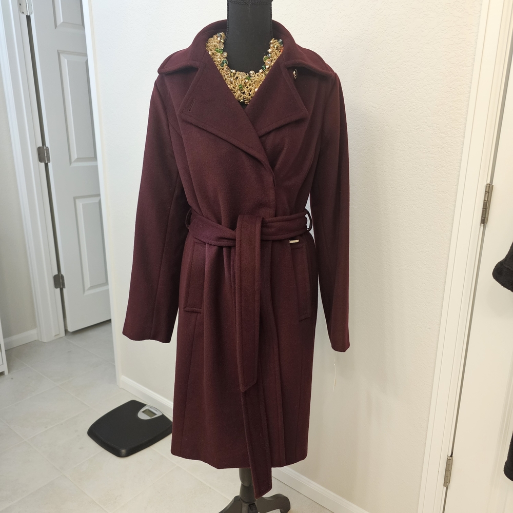 Burgundy Belted Coat